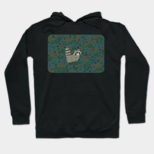 Raccoon in Field of Flowers - Night version Hoodie